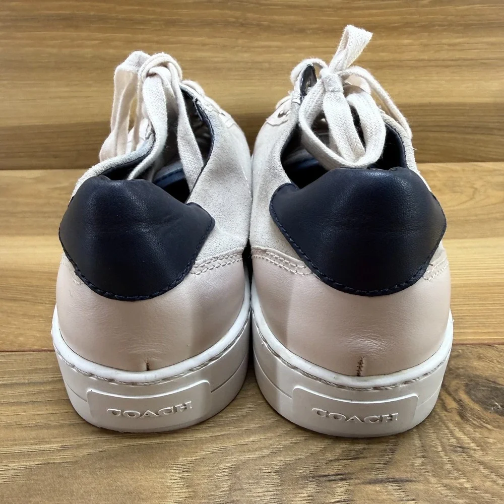 Coach Paddy Sneakers Chunky Low Top Womens 6 Cream Suede Navy Leather Casual